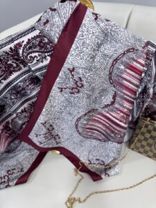 Etro Desen Pamuk İpek Şal -49733 - Vişne