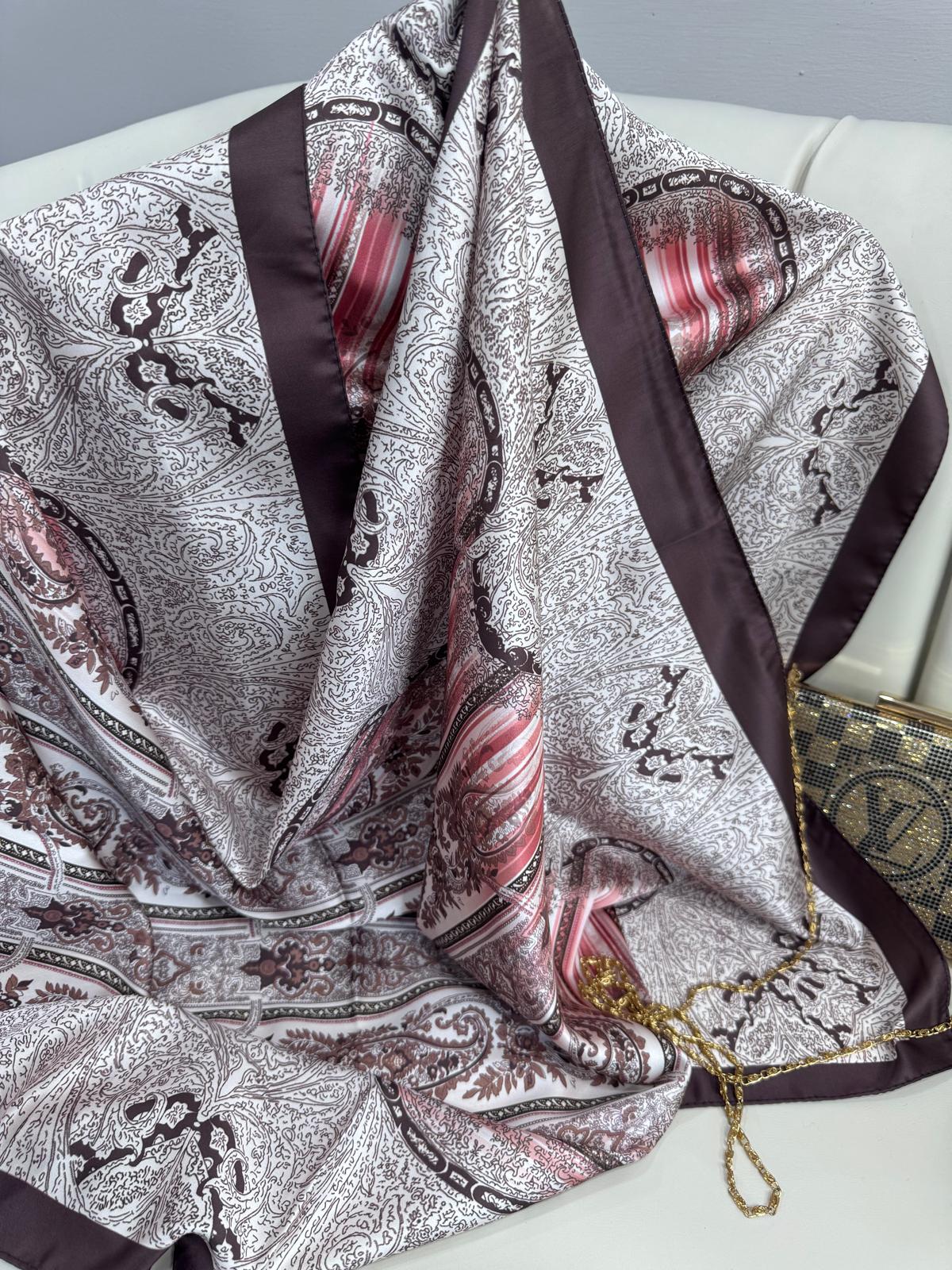 Etro Desen vual ipek Şal -49733 - Yaban Mersini