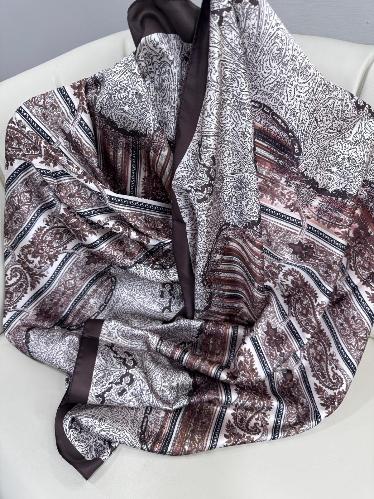 Etro Desen Vual İpek Şal -49733 - Bitter