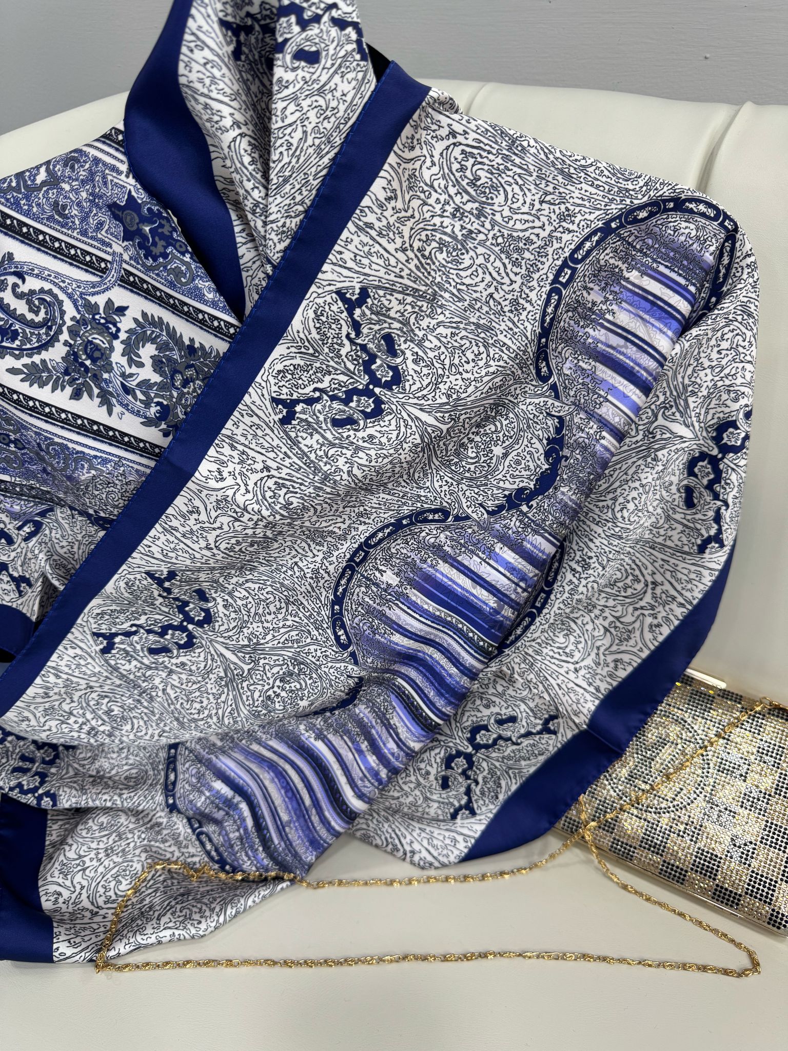 Etro Desen Vual İpek Şal -49733 - Saks