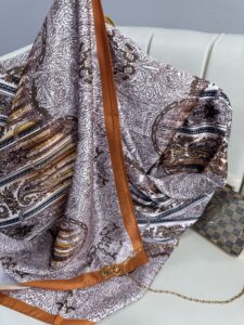 Etro Desen vual ipek İpek Şal -49733 - Kiremit