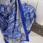 Etro Desen Vual İpek Şal -49733 - Deniz Mavisi