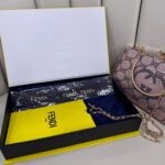 Fendi Tam Set Kutulu İthal Kaşmir İpek Şal - Lacivert