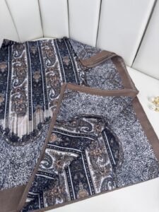 Etro Desen Pamuk İpek Şal 49733 - Kahve