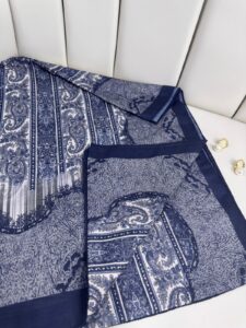 Etro Desen Pamuk İpek Şal 49733 - Deniz Mavisi