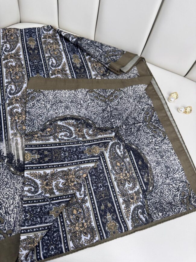 Etro Desen Pamuk İpek Şal 49733 - Camel