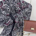 Mandala Desen Pamuk İpeksi Şal - 452366-Siyah Bordo