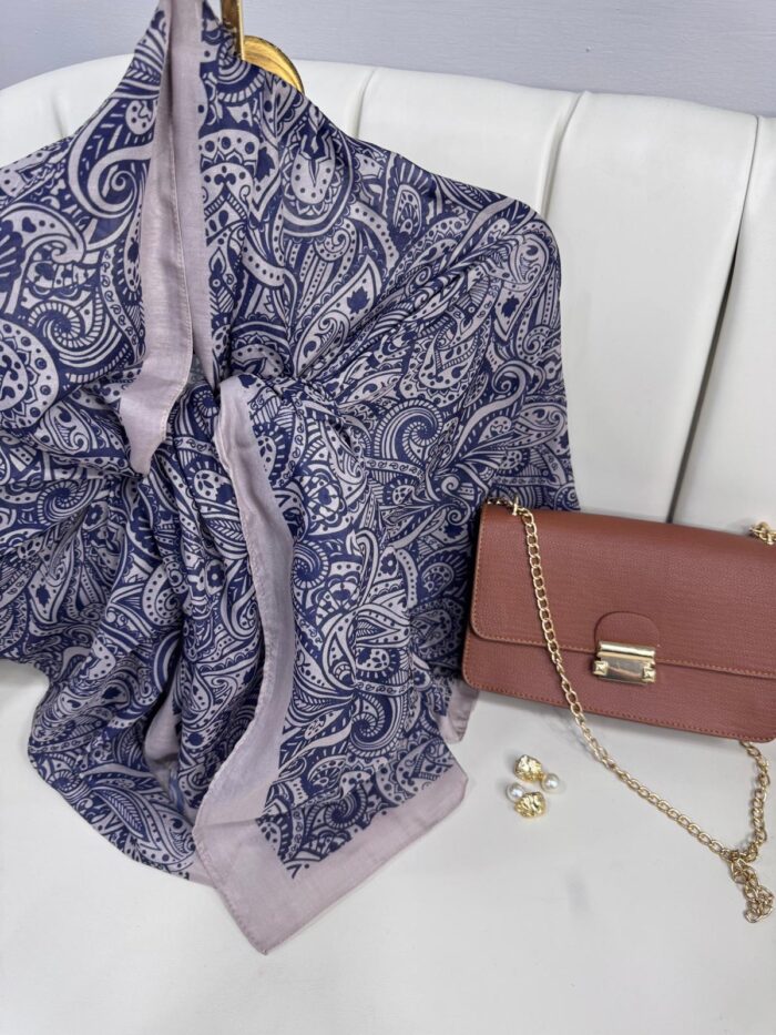 Mandala Desen Pamuk İpeksi Şal - 452366-Vanilya