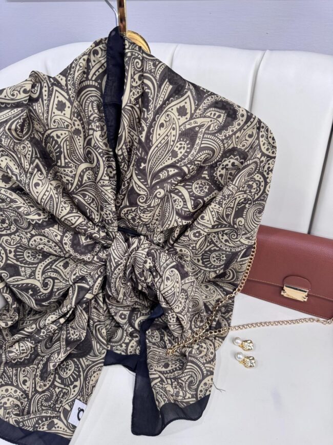 Mandala Desen Pamuk İpeksi Şal - 452366-Kum Sarısı