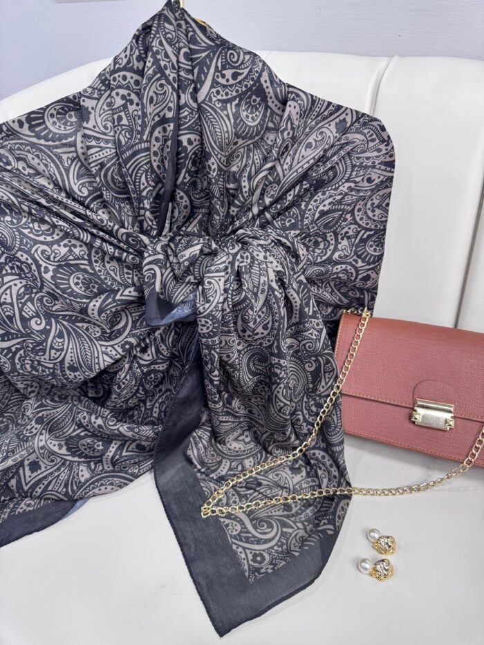 Mandala Desen Pamuk İpeksi Şal - 452366- Siyah