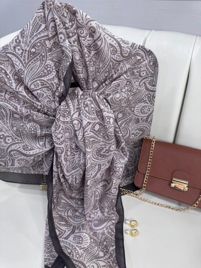 Mandala Desen Pamuk İpeksi Şal - 452366- Lavanta Çölü