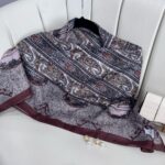 Retro Desen Pamuk İpeksi Eşarp -125698- Acı Kahve