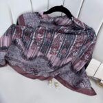 Retro Desen Pamuk İpeksi Eşarp -125698- Ceviz Kahvesi