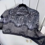 Retro Desen Pamuk İpeksi Eşarp -125698- Gece Mavisi