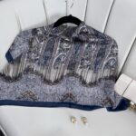 Retro Desen Pamuk İpeksi Eşarp -125698- Asfalt Mavisi