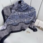 Retro Desen Pamuk İpeksi Eşarp -125698- Derin Mavi