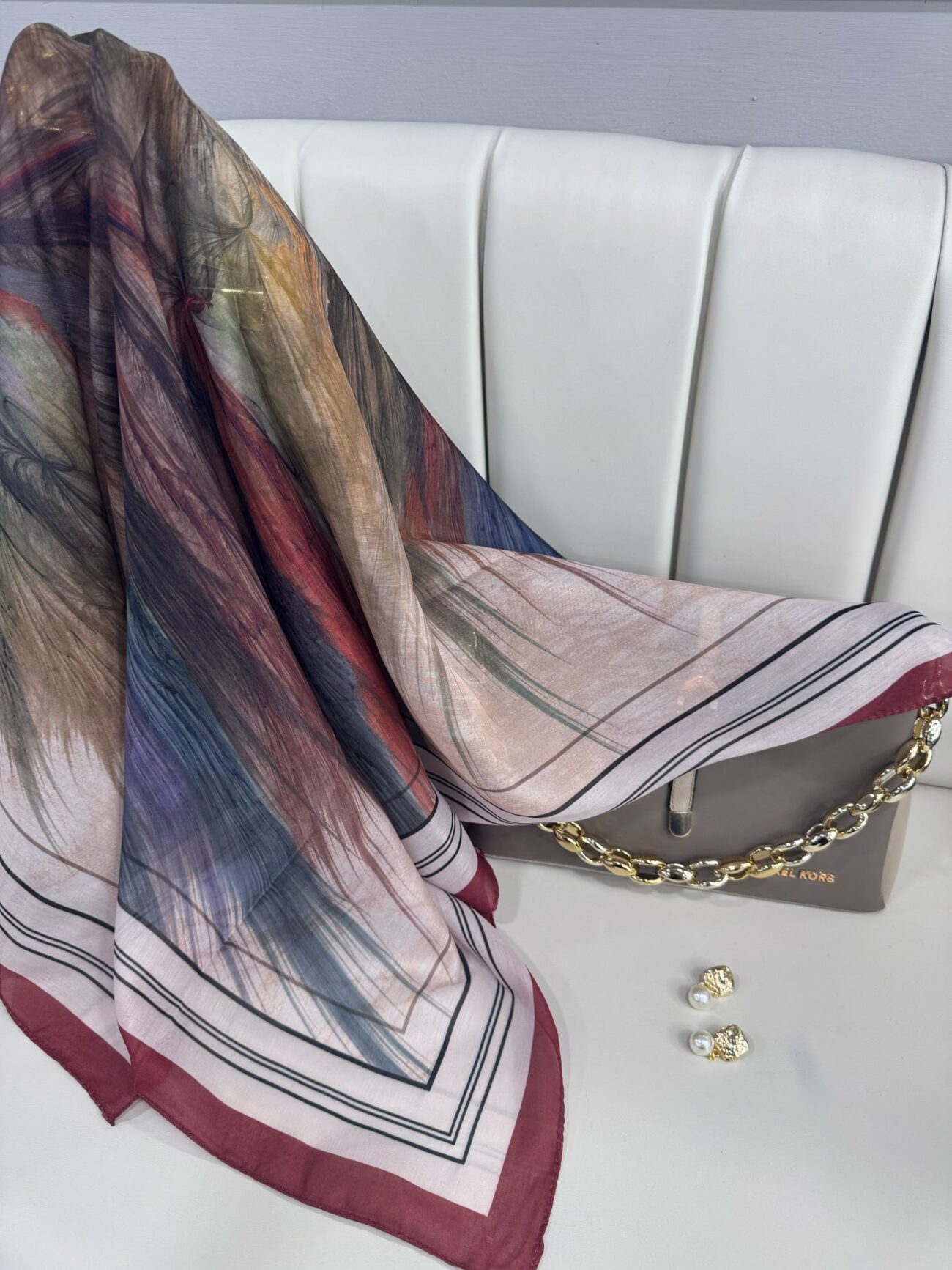 Karnaval Desen Pamuk İpeksi Eşarp- 457896- Mürdüm