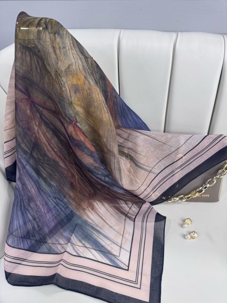 Karnaval Desen Pamuk İpeksi Eşarp- 457896- Lacivert