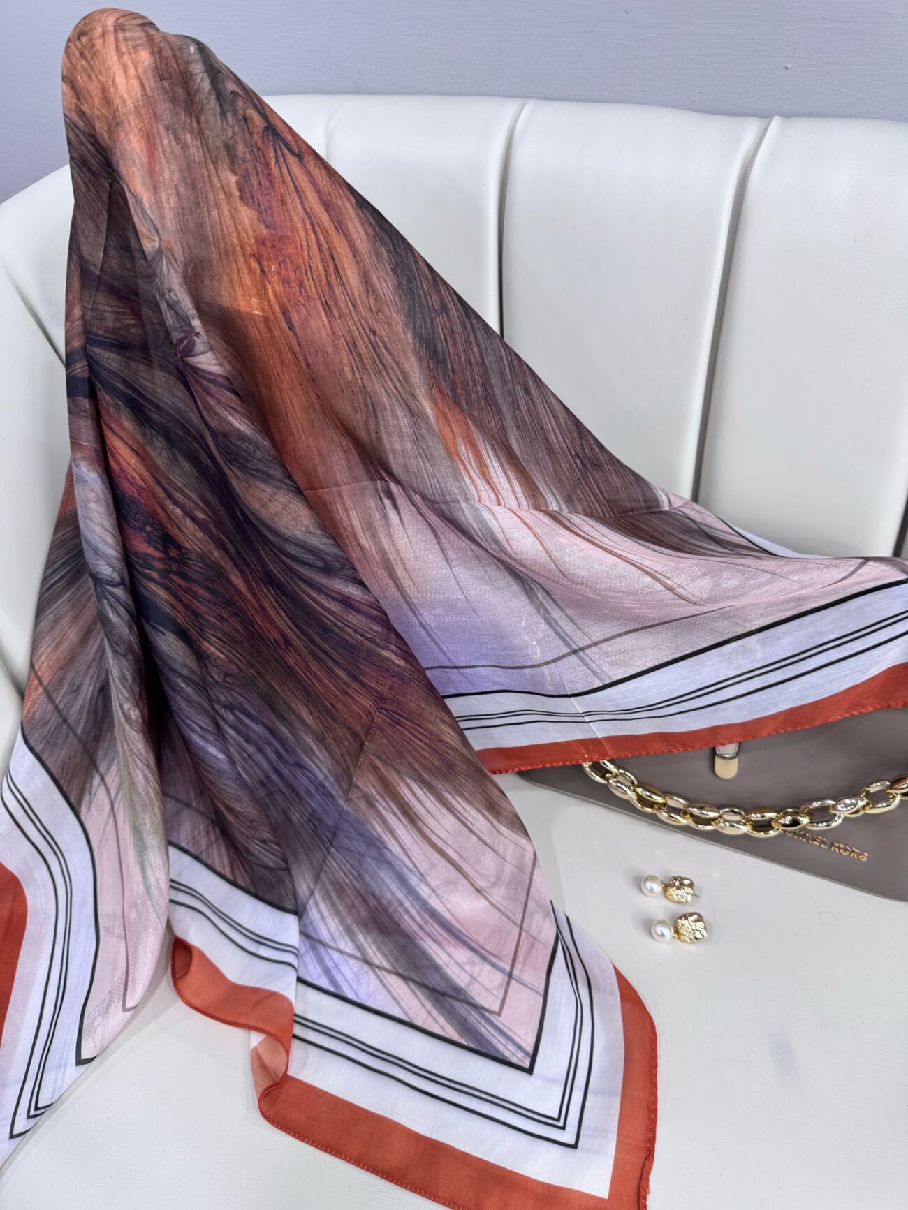 Karnaval Desen Pamuk İpeksi Eşarp- 457896-Bal Kabağı