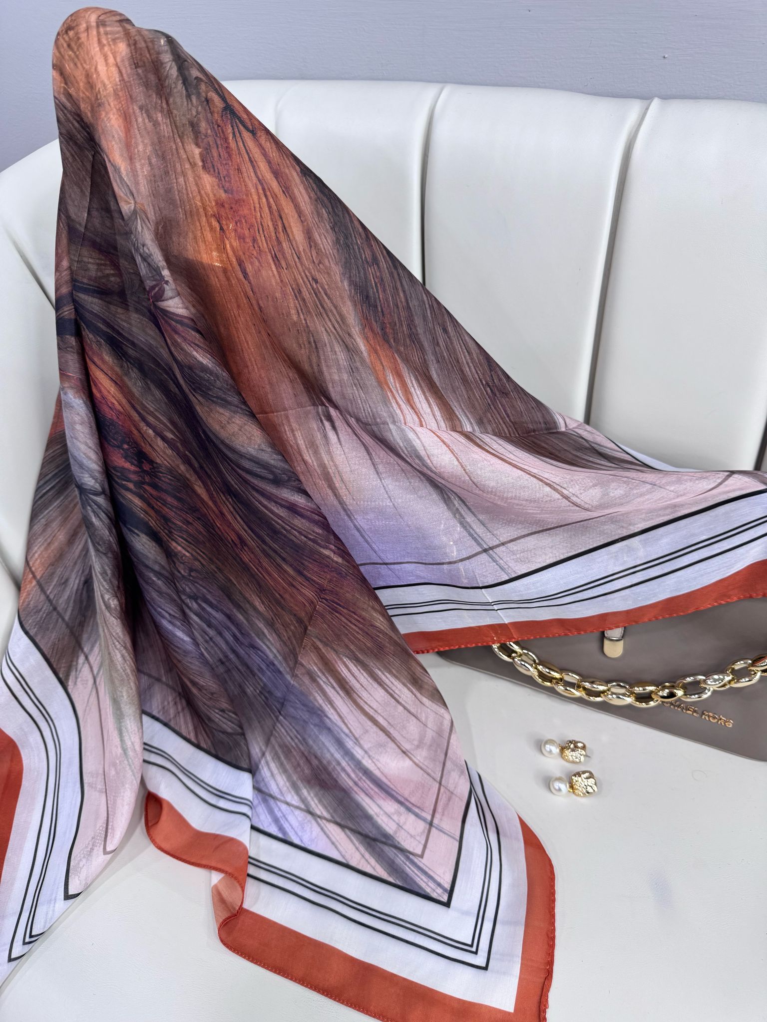 Karnaval Desen Pamuk İpeksi Eşarp- 457896-Bal Kabağı