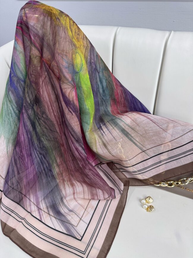 Karnaval Desen Pamuk İpeksi Eşarp- 457896- Kahve