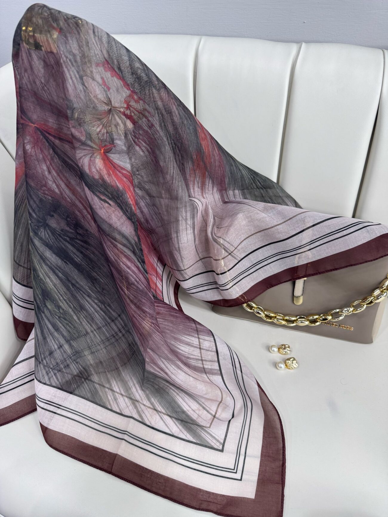 Karnaval Desen Pamuk İpeksi Eşarp- 457896- Çikolata