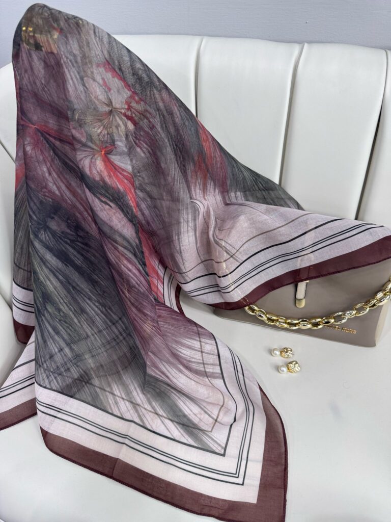 Karnaval Desen Pamuk İpeksi Eşarp- 457896- Çikolata