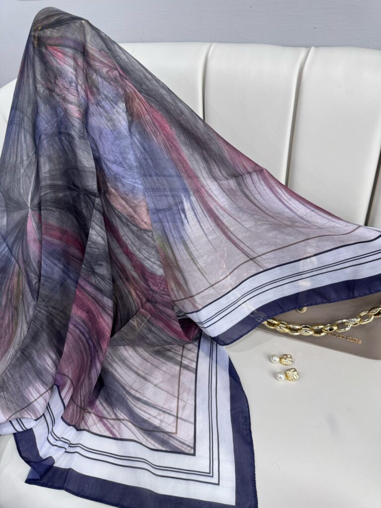 Karnaval Desen Pamuk İpeksi Eşarp- 457896- Kobalt Mavisi