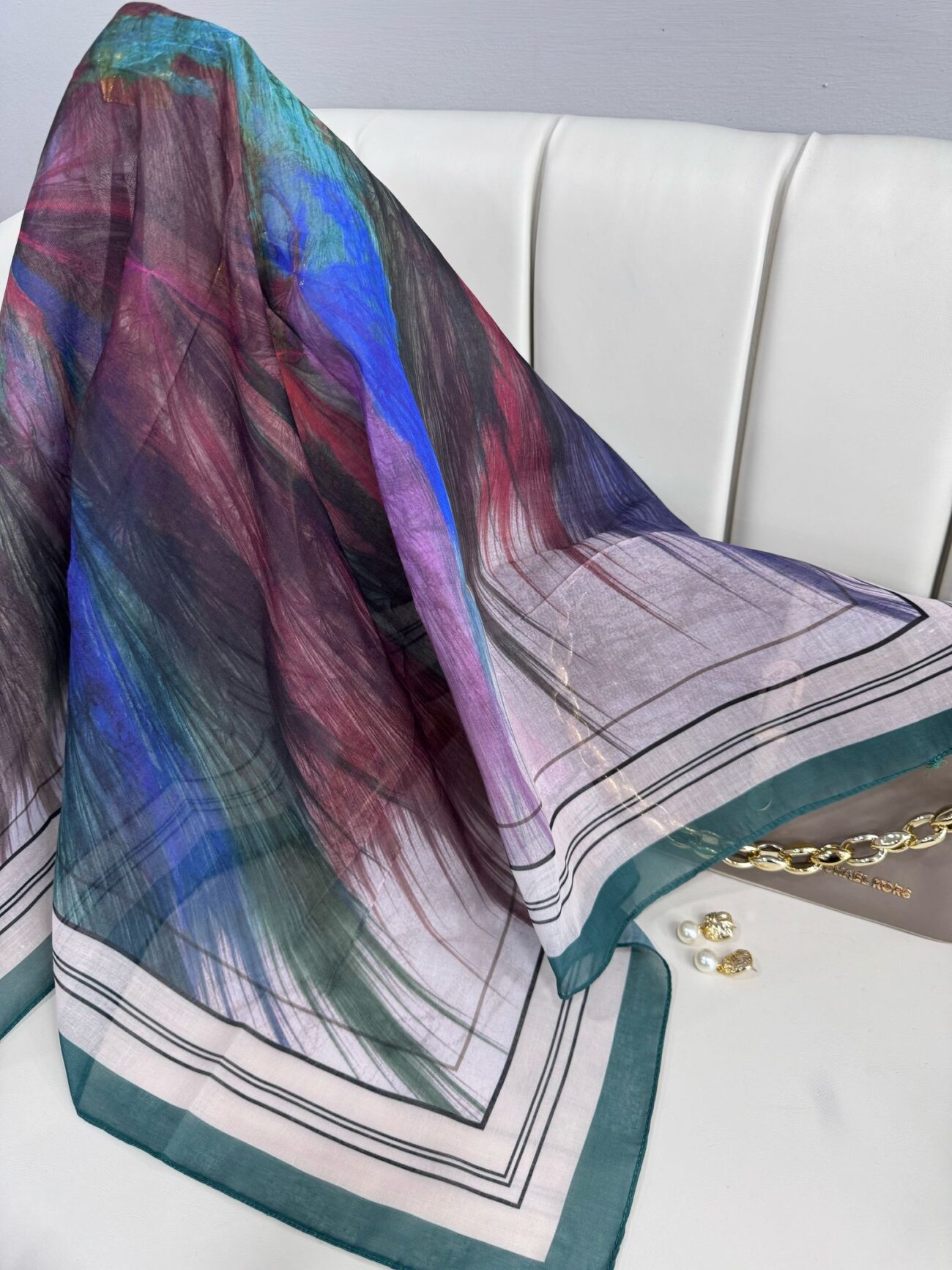 Karnaval Desen Pamuk İpeksi Eşarp- 457896- Yeşil