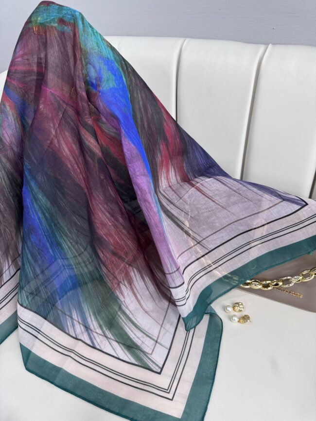 Karnaval Desen Pamuk İpeksi Eşarp- 457896- Yeşil