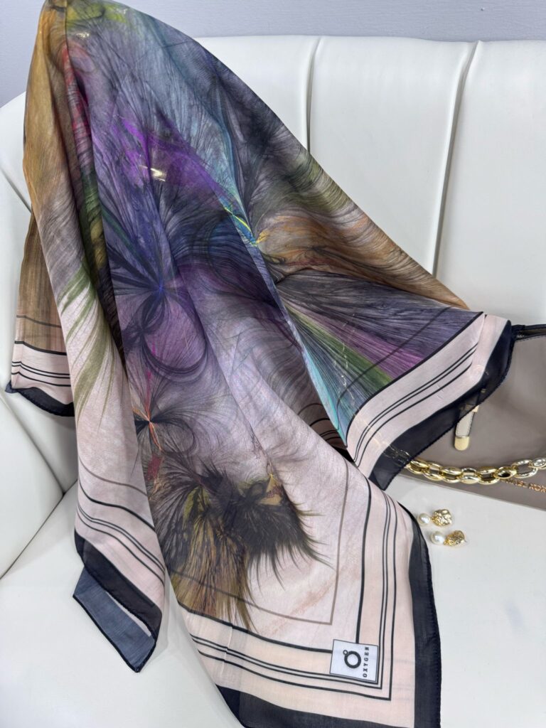 Karnaval Desen Pamuk İpeksi Eşarp- 457896- Gece Siyahı