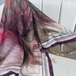 Karnaval Desen Pamuk İpeksi Eşarp- 457896-Böğürtlen