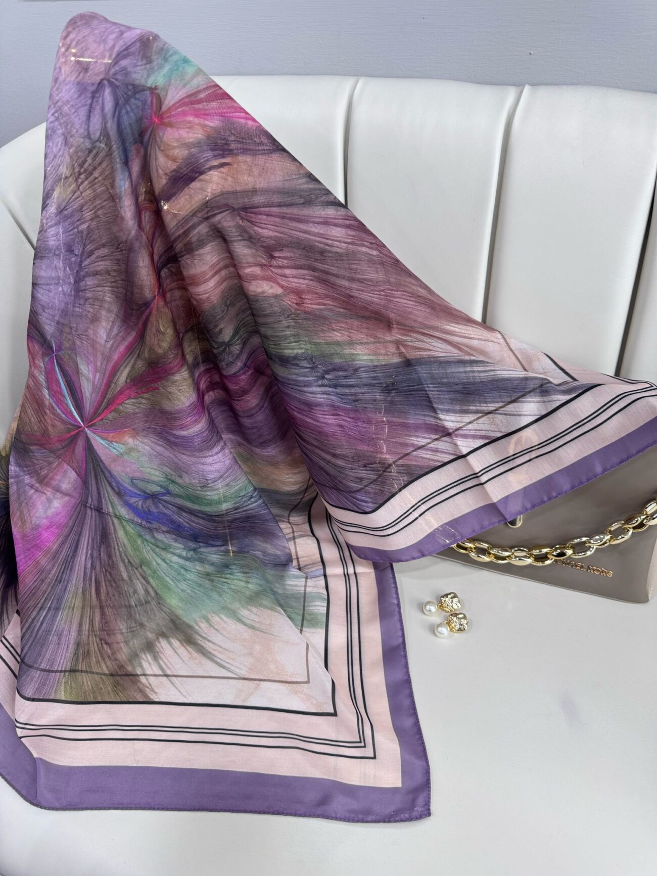 Karnaval Desen Pamuk İpeksi Eşarp- 457896-Mor