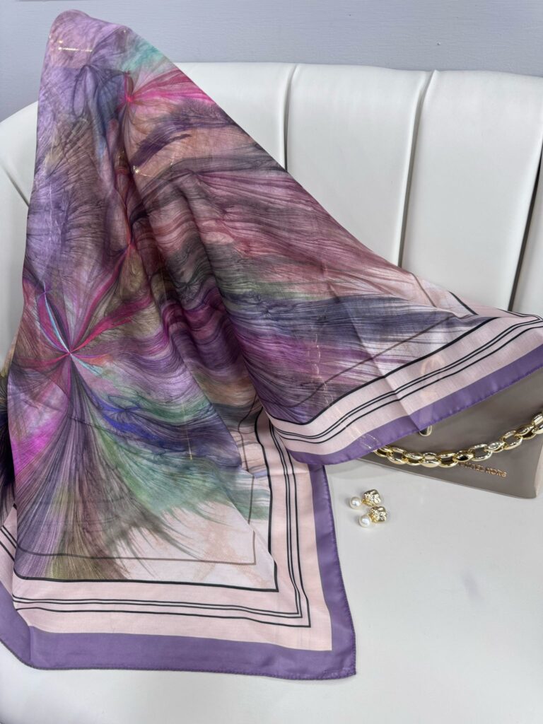 Karnaval Desen Pamuk İpeksi Eşarp- 457896-Mor