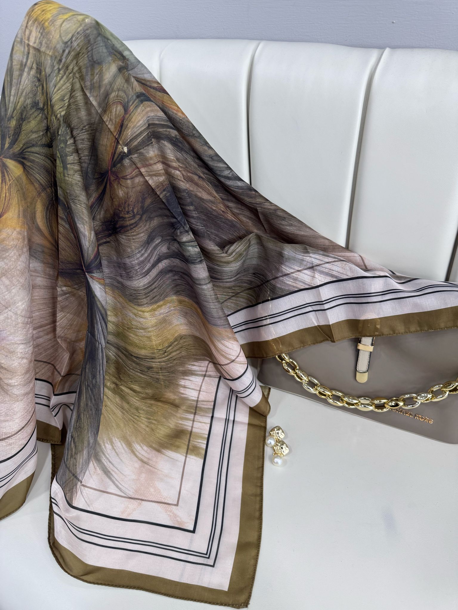 Karnaval Desen Pamuk İpeksi Eşarp- 457896- Kestane