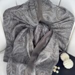 Asil Desen Pamuk İpeksi Şal - 452103-Buz Gri