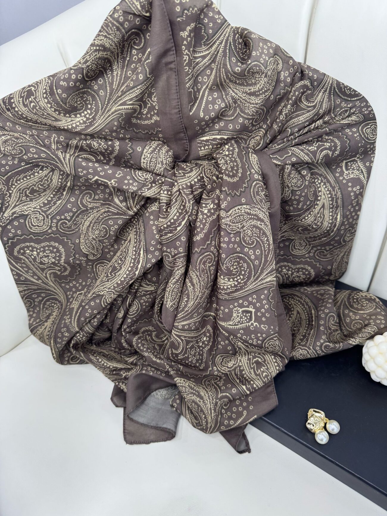 Asil Desen Pamuk İpeksi Şal -452103- Lavanta