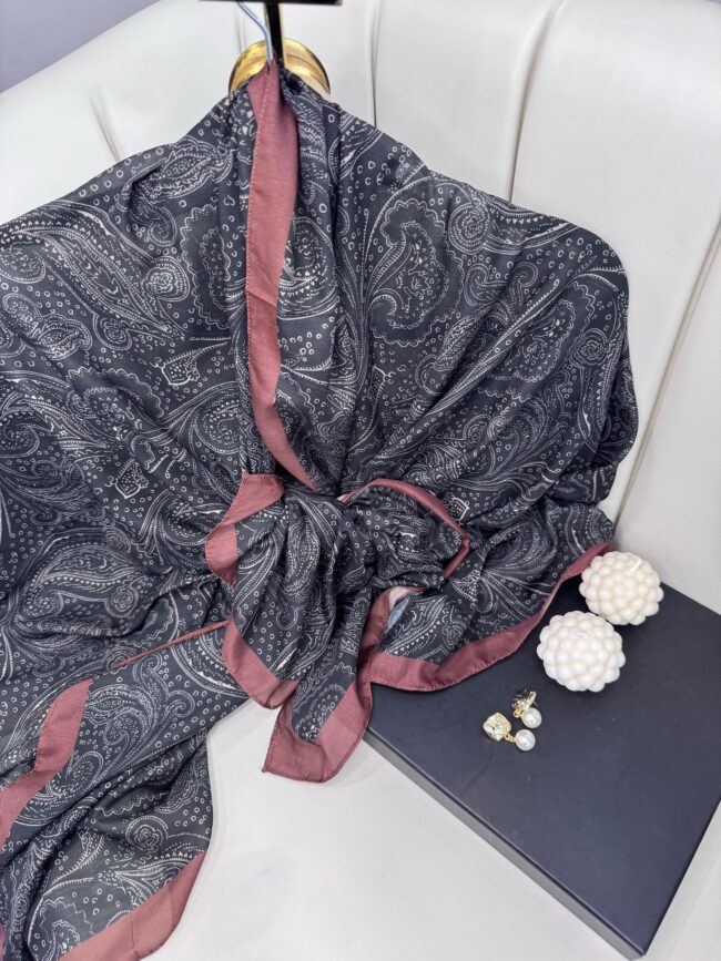 Asil Desen Pamuk İpeksi Şal -452103- Bordo