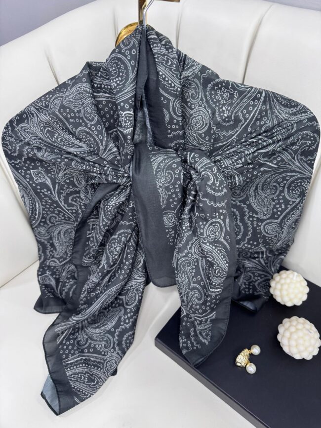 Asil Desen Pamuk İpeksi Şal -452103- Kül Siyahı