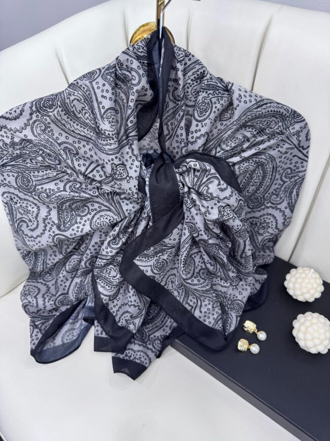 Asil Desen Pamuk İpeksi Şal -452103- Siyah Gölgesi