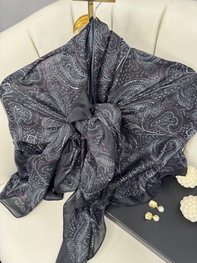 Asil Desen Pamuk İpeksi Şal -452103-Gül Siyahı