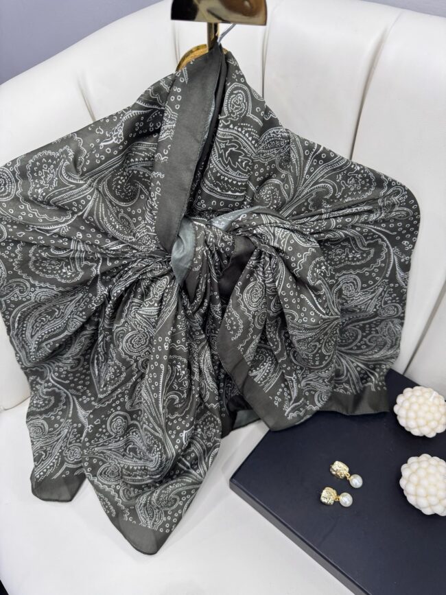 Asil Desen Pamuk İpeksi Şal -452103- Füme