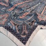 Çini Desen Pamuk İpek Şal 7458- PASTEL MAVİ