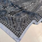 Çini Desen Pamuk İpek Şal 7458 -Mavi Buz