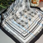 Vakko Desen Twill İpek Eşarp-Siyah-Beyaz