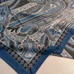 Çini Desen Pamuk İpek Şal -7458- DENİZ MAVİSİ