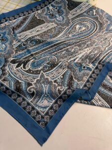 Çini Desen Pamuk İpek Şal -7458- DENİZ MAVİSİ