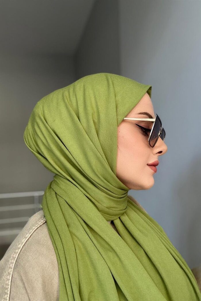 Organic Scarfs Tesettür Penye Şal Hijap Modeli- FISTIK YEŞİLİ