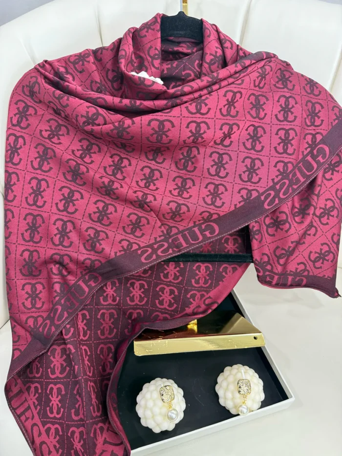 GUESS ÇİFT TARAFLI KAŞMİR İPEK EŞARP 7859-BORDO
