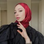 Dama Desen Jakar Şal - Kırmızı